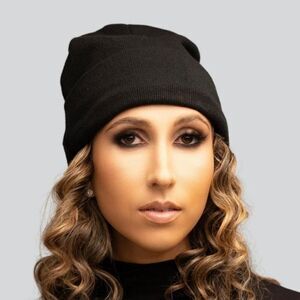 Hairbrella Black Satin Lined Waterproof Cuffed Beanie New Unisex